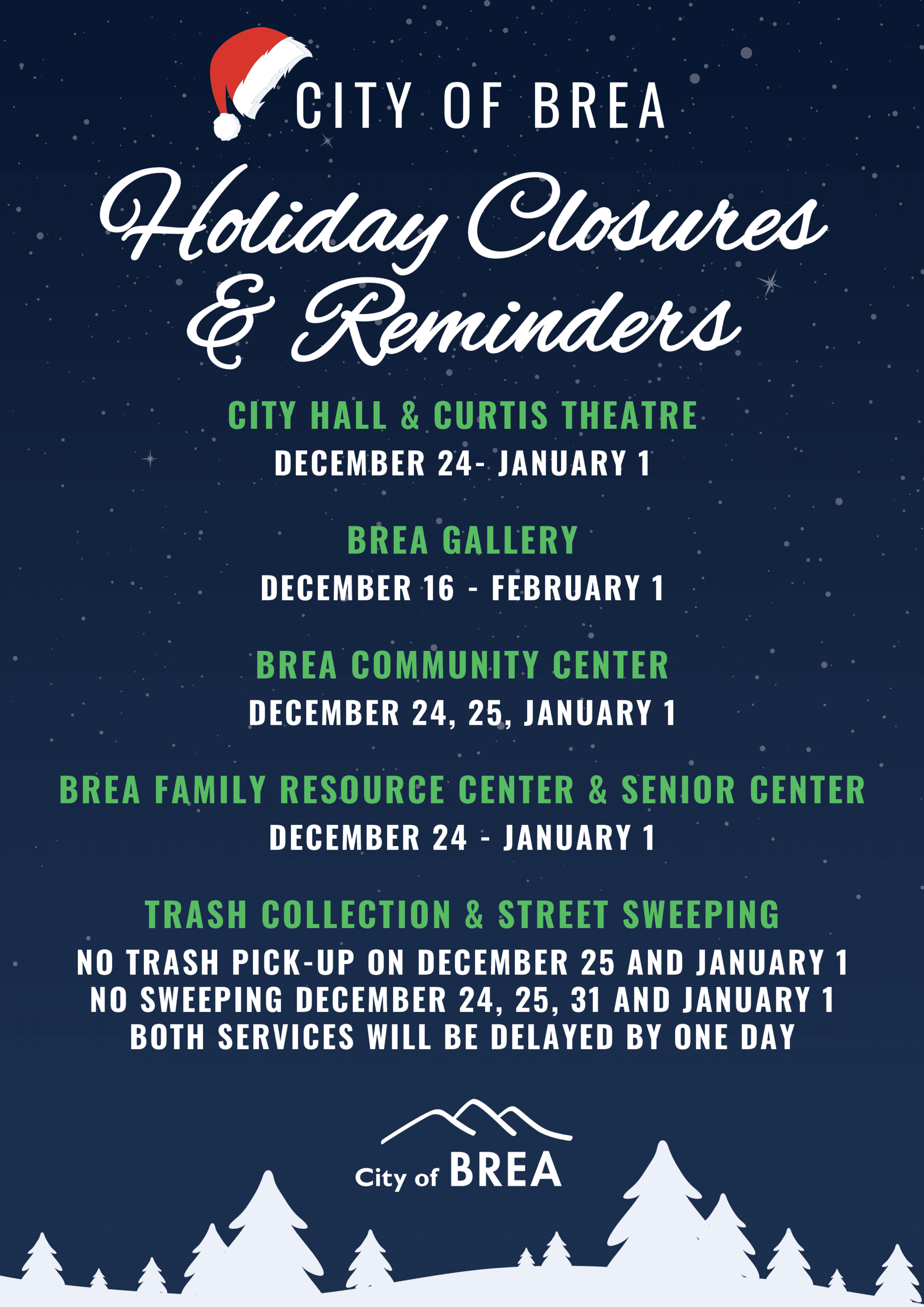 Holiday Closures 2019